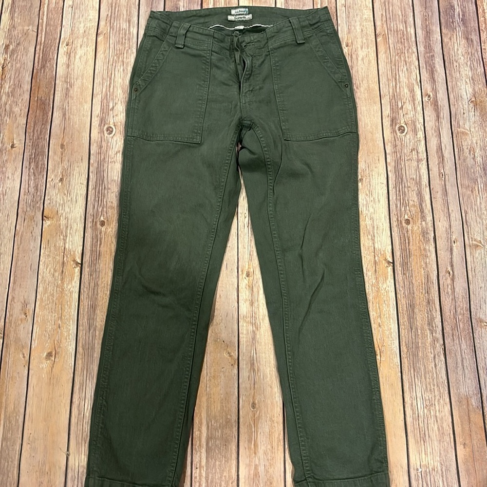 LL bean Favorite fit size 4 petite army green canvas jean pants - Picture 3 of 5